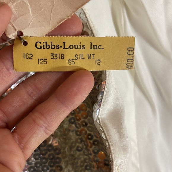 Alyce Designs couture evening sequined evening gown vintage 1980 silver - Picture 10 of 11